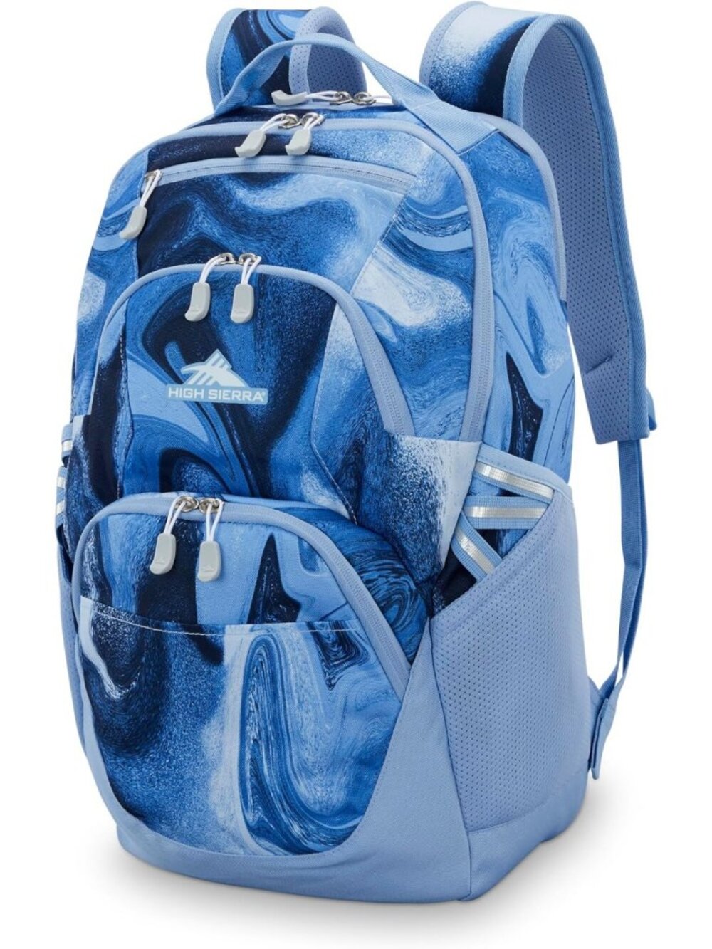 Stylish Blue Marble Swirl Laptop Backpack for Travel & Work, Drop Protection
